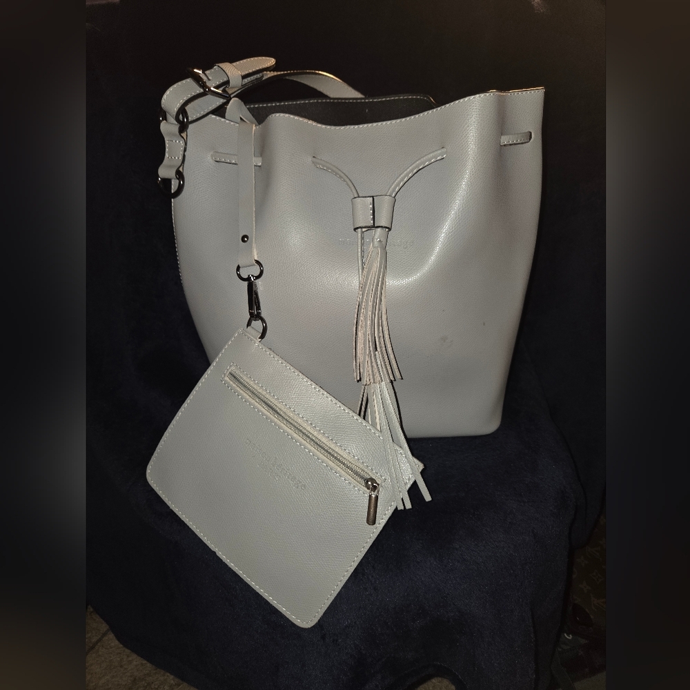Elegant Grey Bucket Bag with Tassel by [Brand]
